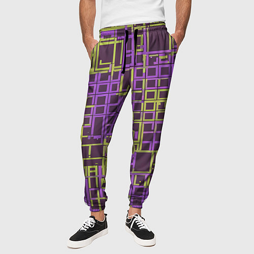 Мужские брюки Разноцветные толстые линии / 3D-принт – фото 3