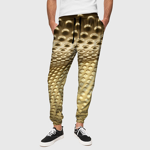 Мужские брюки Золотая сетка абстракция / 3D-принт – фото 3