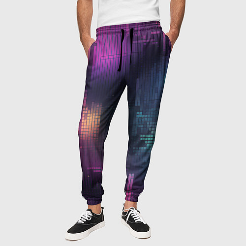 Мужские брюки Цветные пиксели retro / 3D-принт – фото 3