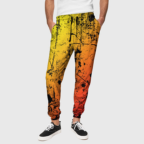 Мужские брюки Огненный перелив заката с текстурой царапин и брыз / 3D-принт – фото 3