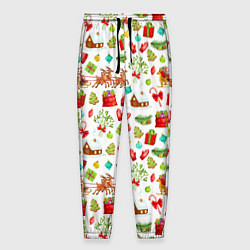 Брюки на резинке мужские Новогодний патерн, цвет: 3D-принт