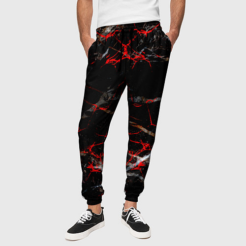 Мужские брюки Красные узоры / 3D-принт – фото 3