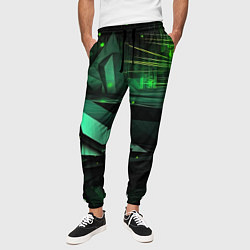 Брюки на резинке мужские Мир абстрактной зелени, цвет: 3D-принт — фото 2