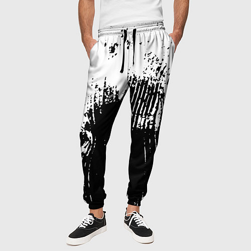 Мужские брюки Черно-белая абстракция гранж / 3D-принт – фото 3