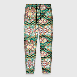 Мужские брюки Орнамент зеленый мелкий икат