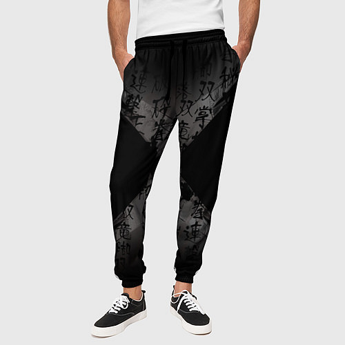 Мужские брюки Японские иероглифы текстуры / 3D-принт – фото 3