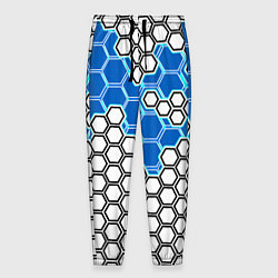 Брюки на резинке мужские Синяя энерго-броня из шестиугольников, цвет: 3D-принт