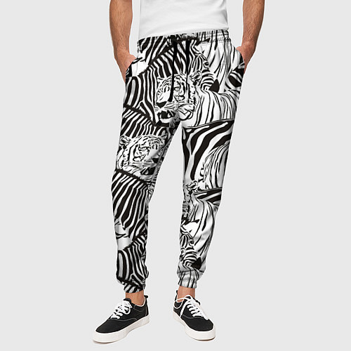 Мужские брюки Зебры и тигры / 3D-принт – фото 3
