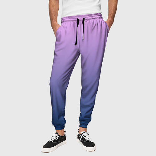 Мужские брюки Рассвет розовый и синий градиент 3d / 3D-принт – фото 3