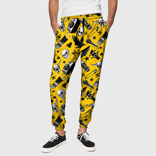Мужские брюки Музыкальный рокенрольный узор / 3D-принт – фото 3