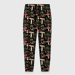 Брюки на резинке мужские Goblincore - мухоморы, цвет: 3D-принт