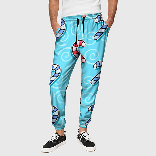 Мужские брюки Новогодний леденец трость / 3D-принт – фото 3