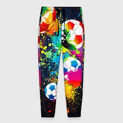 Брюки на резинке мужские Разноцветные футбольные мячи, цвет: 3D-принт