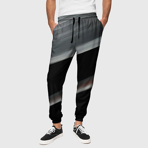 Мужские брюки Black grey abstract / 3D-принт – фото 3