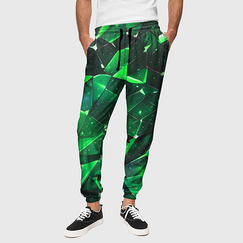 Мужские брюки Зелёное разбитое стекло / 3D-принт – фото 3