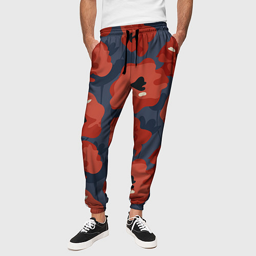 Мужские брюки Абстрактные красные маки - паттерн / 3D-принт – фото 3