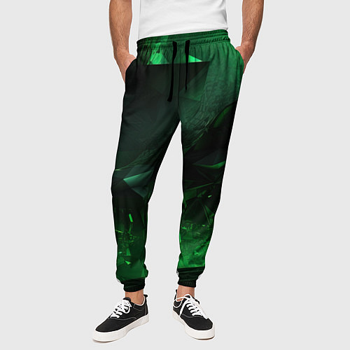 Мужские брюки Геометрическая текстурная зеленая абстракция / 3D-принт – фото 3