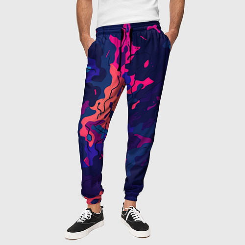 Мужские брюки Яркая абстракция в стиле камуфляжа / 3D-принт – фото 3