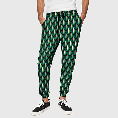 Мужские брюки Чешуя зеленого змея / 3D-принт – фото 3