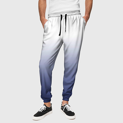Мужские брюки Туманный градиент бело-синий / 3D-принт – фото 3
