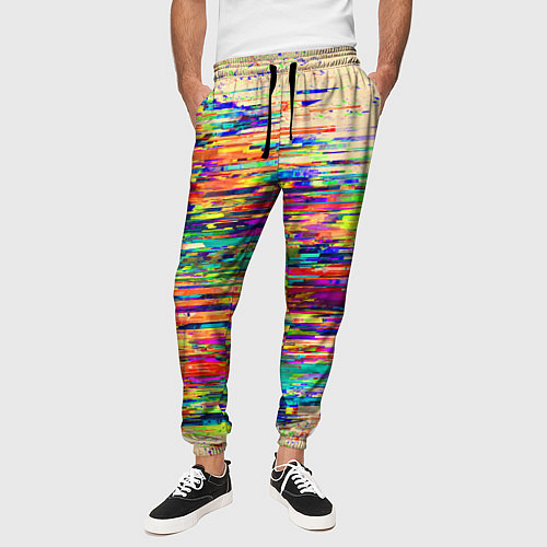 Мужские брюки Разноцветный глитч / 3D-принт – фото 3