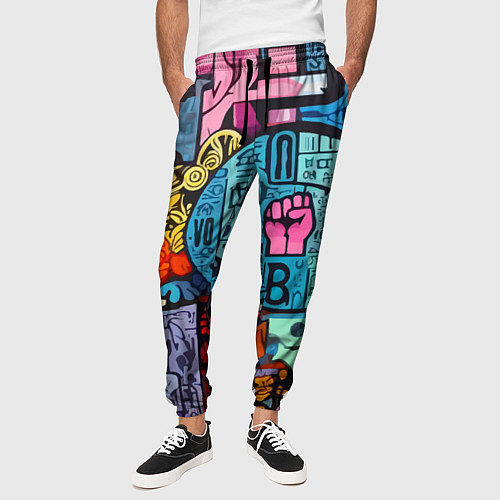 Мужские брюки Кулак - граффити / 3D-принт – фото 3