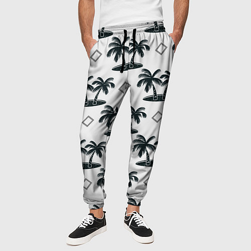 Мужские брюки Пальма и ромб / 3D-принт – фото 3