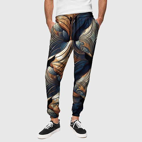 Мужские брюки Деревянные узоры щита / 3D-принт – фото 3