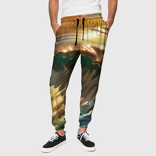 Мужские брюки Перламутровые блестящие волны радужных цветов / 3D-принт – фото 3