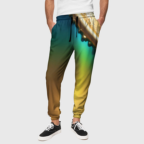Мужские брюки Радужный градиент с накидкой / 3D-принт – фото 3
