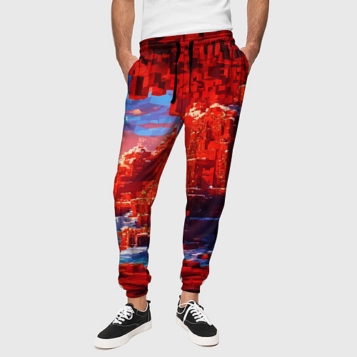 Мужские брюки Город в стиле майнкрафт / 3D-принт – фото 3