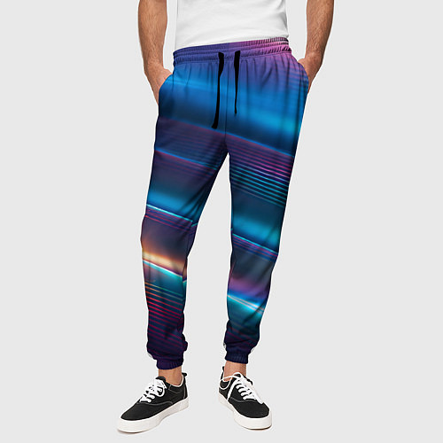 Мужские брюки Фантастические неоновые линии / 3D-принт – фото 3
