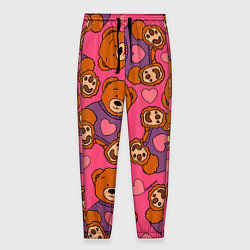 Мужские брюки Мишки игрушки в розовых свитерах и сердечки