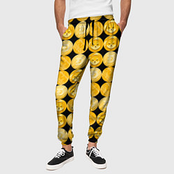 Брюки на резинке мужские Золотые монеты Биткоин, Доджкоин, Шиба ину паттерн, цвет: 3D-принт — фото 2