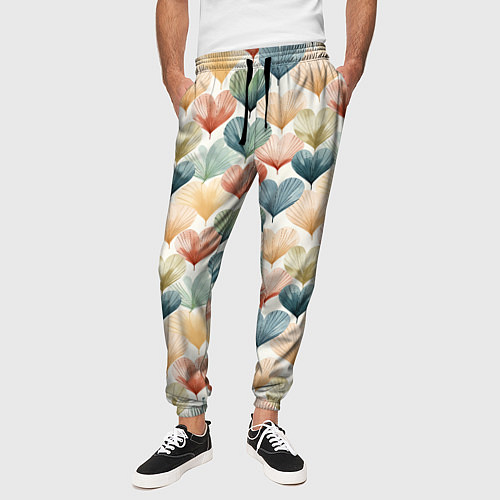 Мужские брюки Разноцветные нарисованные сердечки / 3D-принт – фото 3