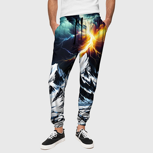 Мужские брюки Молнии и горы / 3D-принт – фото 3