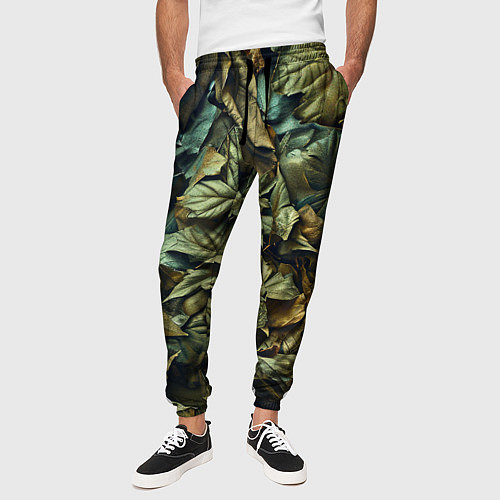Мужские брюки Реалистичный камуфляж из листьев / 3D-принт – фото 3