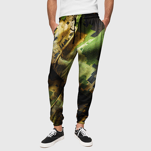 Мужские брюки Реалистичный камуфляж на ткани / 3D-принт – фото 3