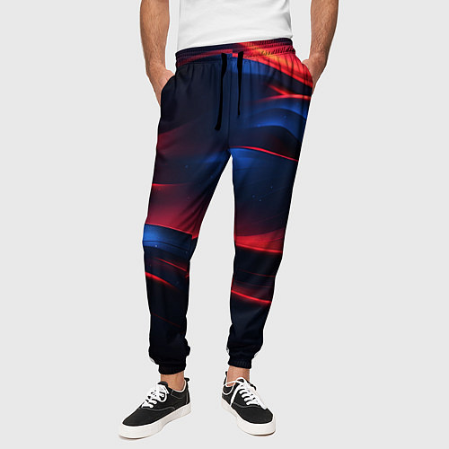 Мужские брюки Красно-синие полосы / 3D-принт – фото 3