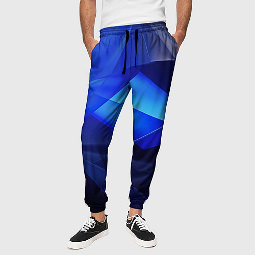 Мужские брюки Черно-синий абстрактный фон / 3D-принт – фото 3