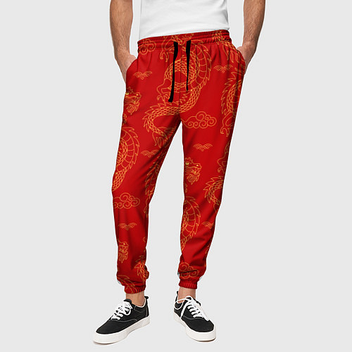 Мужские брюки Красный - дракон / 3D-принт – фото 3