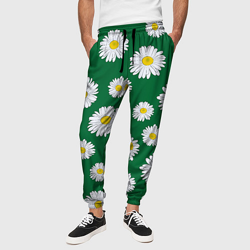 Мужские брюки Ромашки поле из цветов / 3D-принт – фото 3