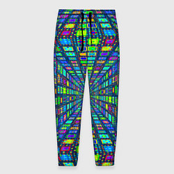 Брюки на резинке мужские Абстрактный узор коридор из разноцветных квадратов, цвет: 3D-принт
