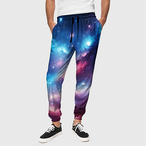 Мужские брюки Розово-голубой космический пейзаж / 3D-принт – фото 3