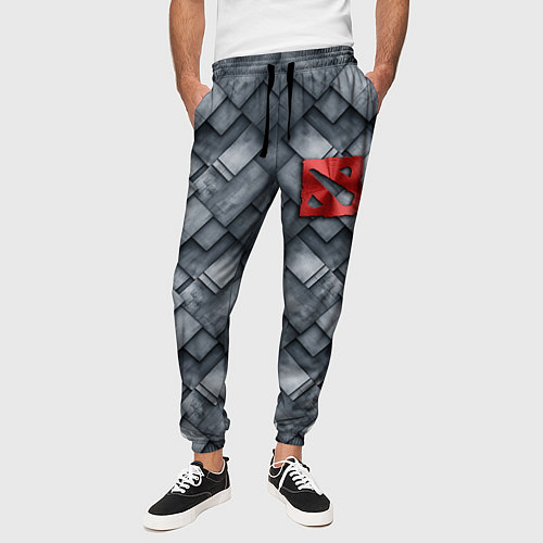 Мужские брюки Dota - metal texture logo / 3D-принт – фото 3