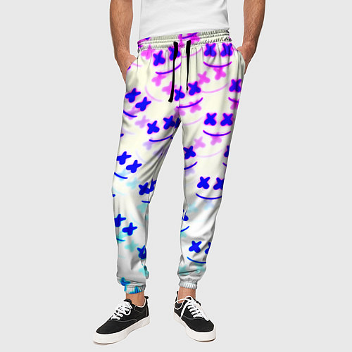 Мужские брюки Marshmello pattern neon / 3D-принт – фото 3