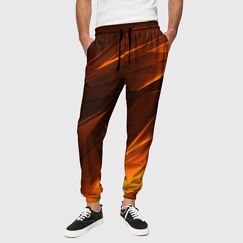 Мужские брюки Geometry stripes orange / 3D-принт – фото 3