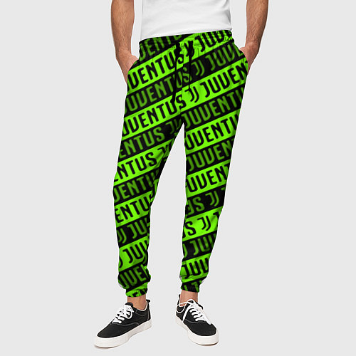 Мужские брюки Juventus green pattern sport / 3D-принт – фото 3