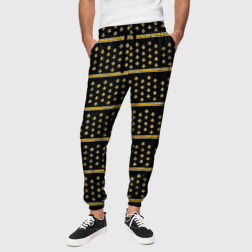 Мужские брюки Жёлтые круги и полосы / 3D-принт – фото 3