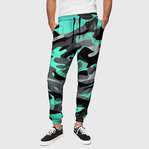 Мужские брюки Серо-бирюзовый камуфляж / 3D-принт – фото 3
